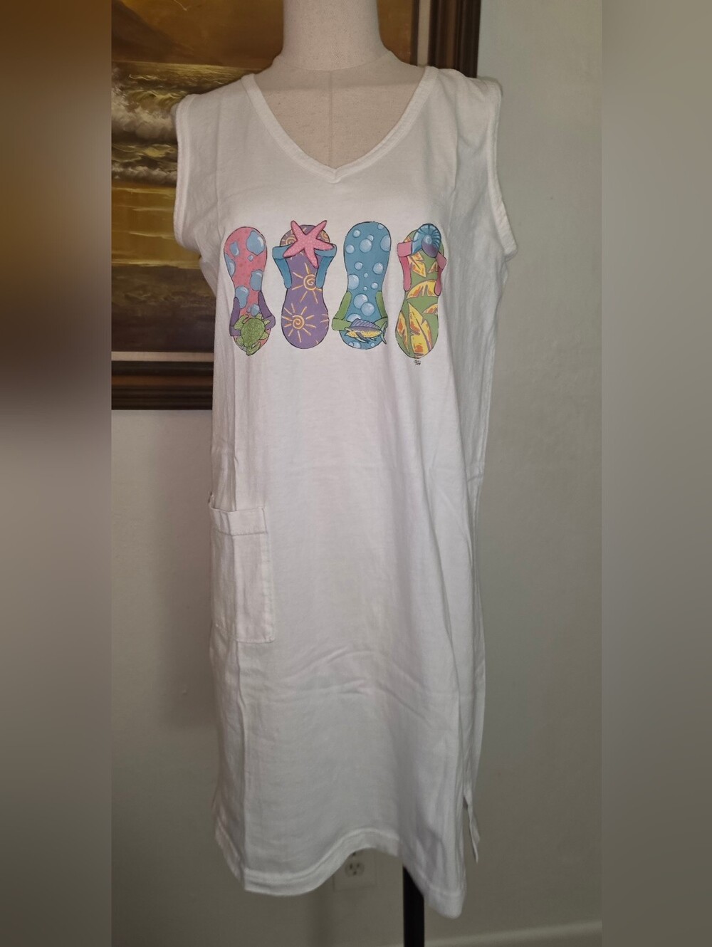 Vintage 1980s Cotton Sleeveless Swim Cover Up